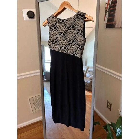 Enfocus Black Lace Sheath Cocktail Formal Dress Size 4 - Picture 2 of 4